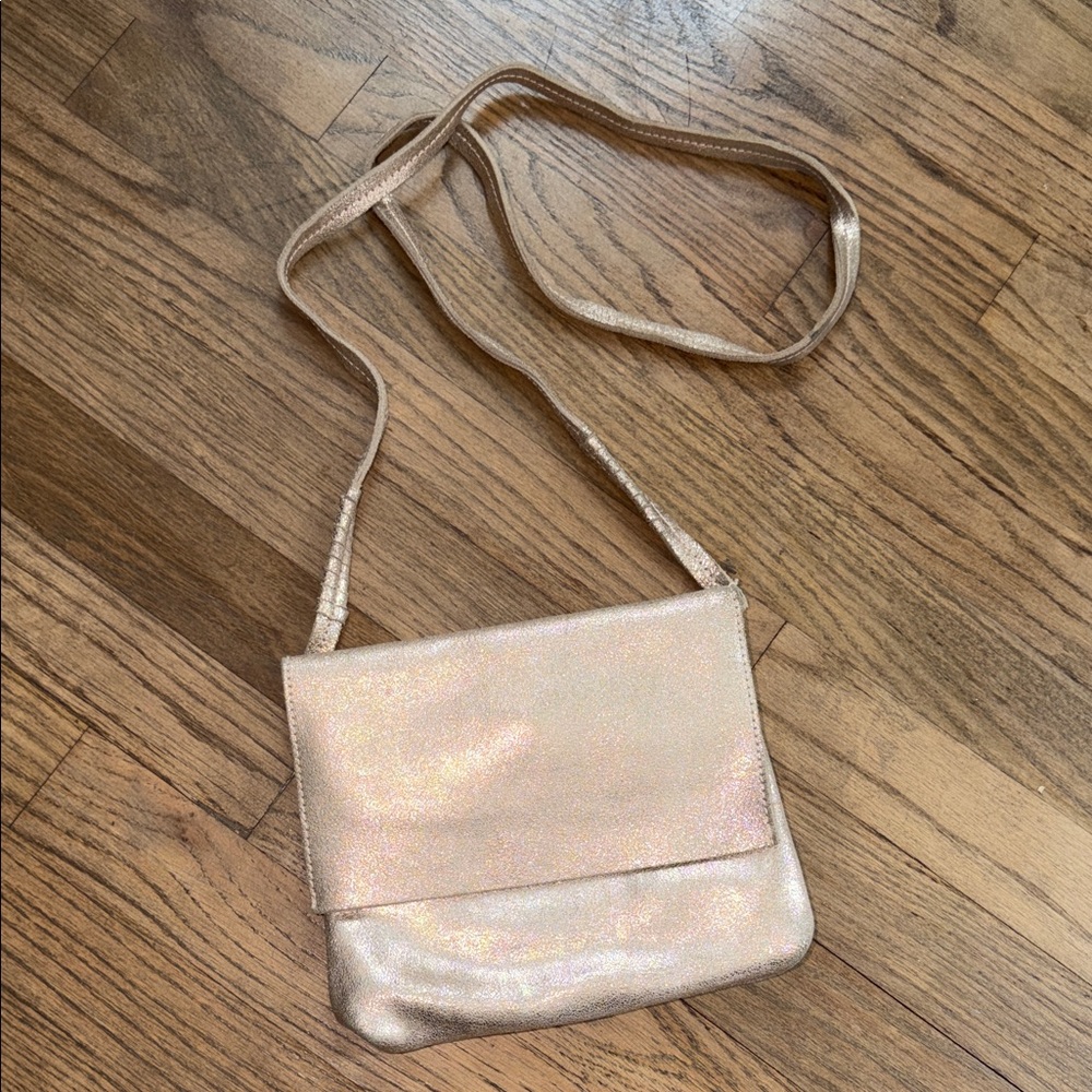 Metallic Rose Gold Crossbody Shoulder Bag